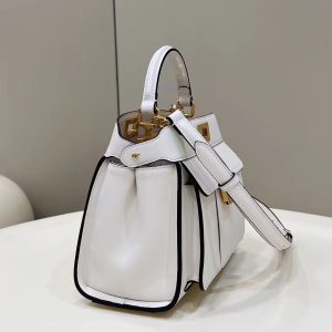 FendiI PEEKABOO MINI 23 BAG IN WHITE CALFSKIN WITH GOLD HARDWARE