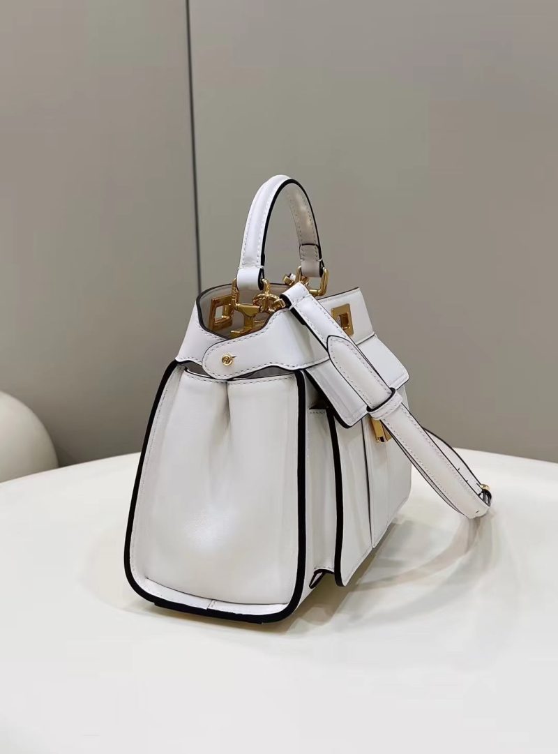 FendiI PEEKABOO MINI 23 BAG IN WHITE CALFSKIN WITH GOLD HARDWARE