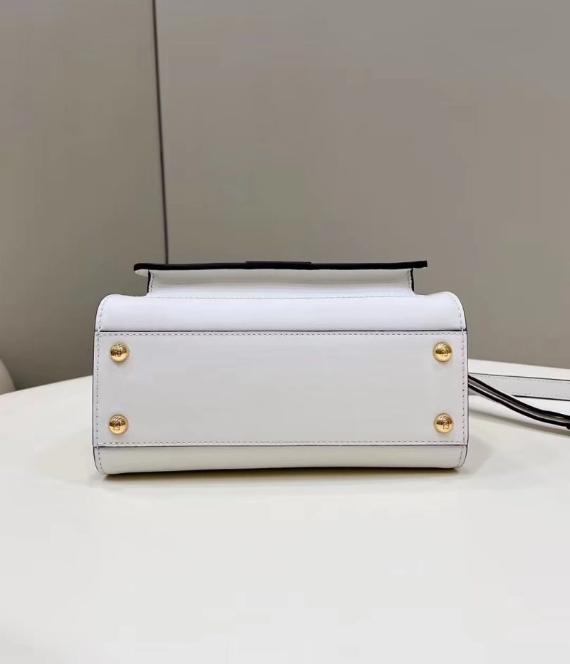 FendiI PEEKABOO MINI 23 BAG IN WHITE CALFSKIN WITH GOLD HARDWARE