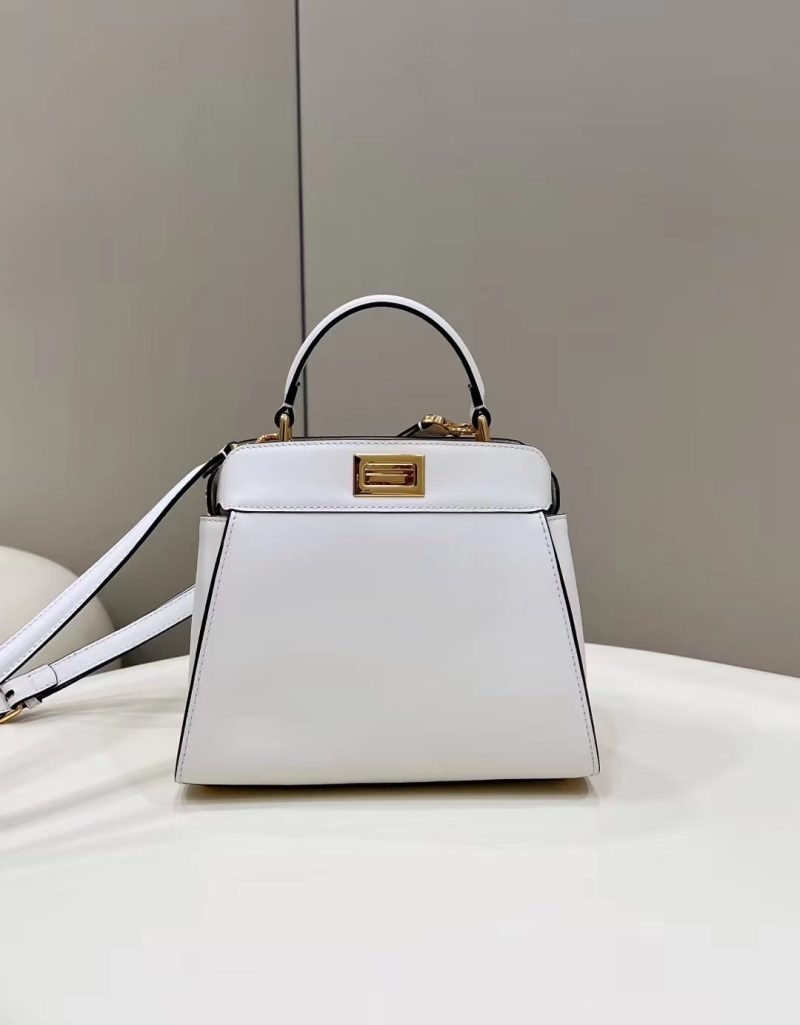 FendiI PEEKABOO MINI 23 BAG IN WHITE CALFSKIN WITH GOLD HARDWARE