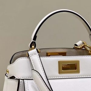 FendiI PEEKABOO MINI 23 BAG IN WHITE CALFSKIN WITH GOLD HARDWARE