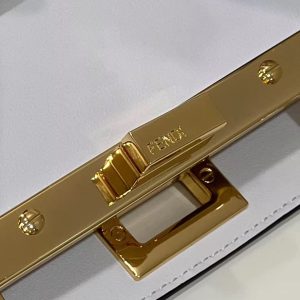 FendiI PEEKABOO MINI 23 BAG IN WHITE CALFSKIN WITH GOLD HARDWARE