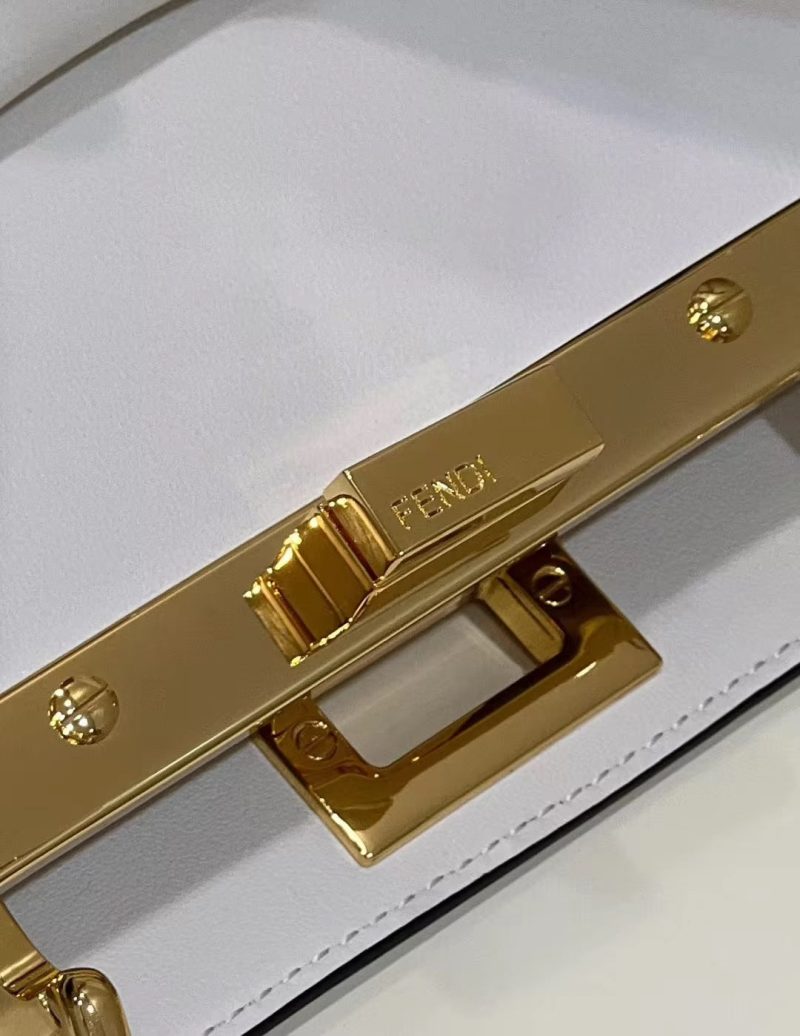 FendiI PEEKABOO MINI 23 BAG IN WHITE CALFSKIN WITH GOLD HARDWARE