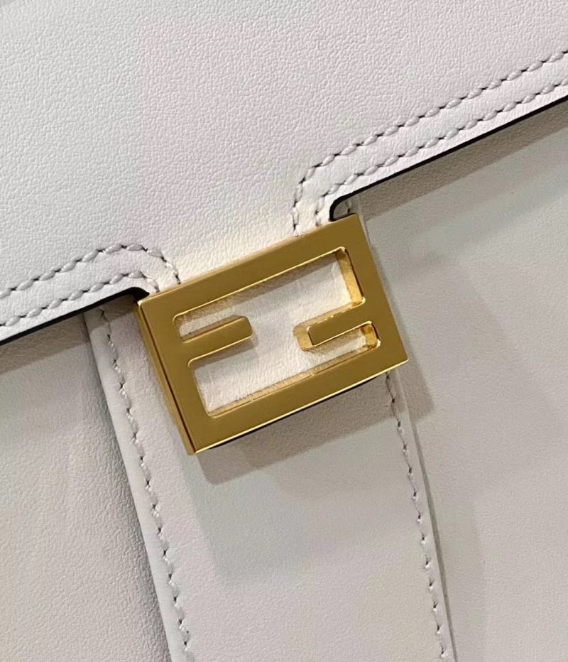 FendiI PEEKABOO MINI 23 BAG IN WHITE CALFSKIN WITH GOLD HARDWARE