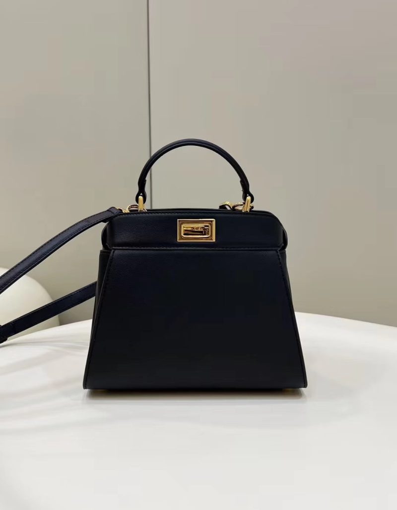FendiI PEEKABOO MINI 23 BAG IN BLACK CALFSKIN WITH GOLD HARDWARE