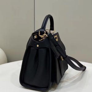 FendiI PEEKABOO MINI 23 BAG IN BLACK CALFSKIN WITH GOLD HARDWARE