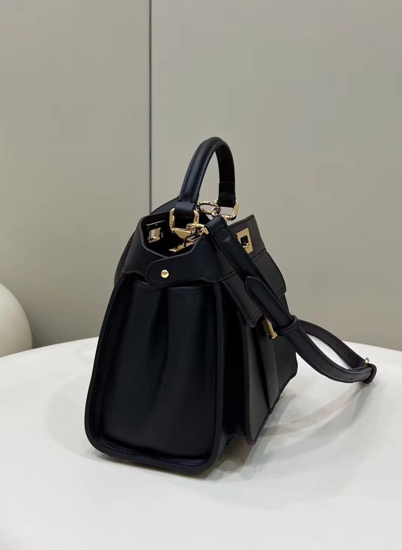 FendiI PEEKABOO MINI 23 BAG IN BLACK CALFSKIN WITH GOLD HARDWARE