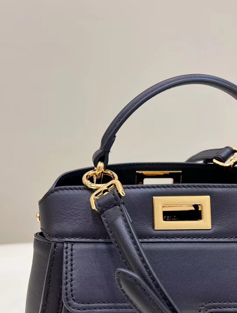 FendiI PEEKABOO MINI 23 BAG IN BLACK CALFSKIN WITH GOLD HARDWARE