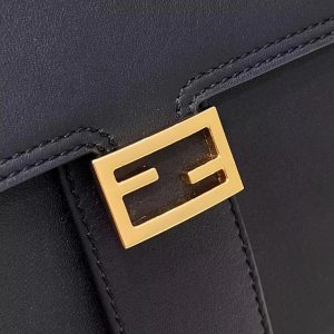 FendiI PEEKABOO MINI 23 BAG IN BLACK CALFSKIN WITH GOLD HARDWARE