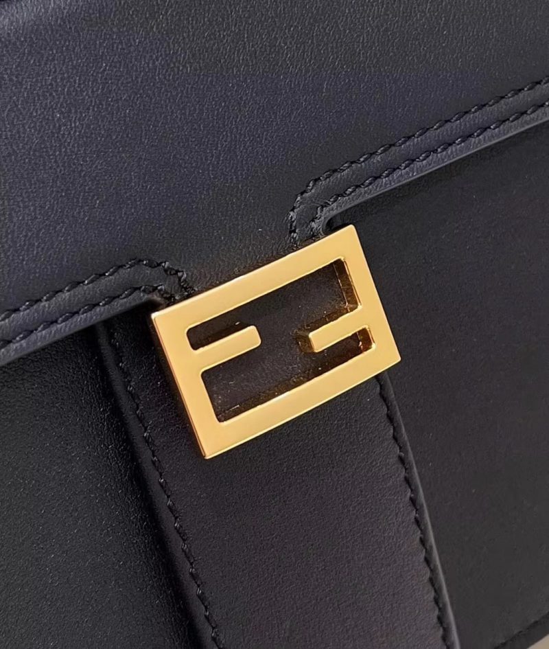 FendiI PEEKABOO MINI 23 BAG IN BLACK CALFSKIN WITH GOLD HARDWARE