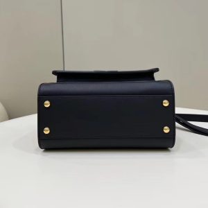 FendiI PEEKABOO MINI 23 BAG IN BLACK CALFSKIN WITH GOLD HARDWARE