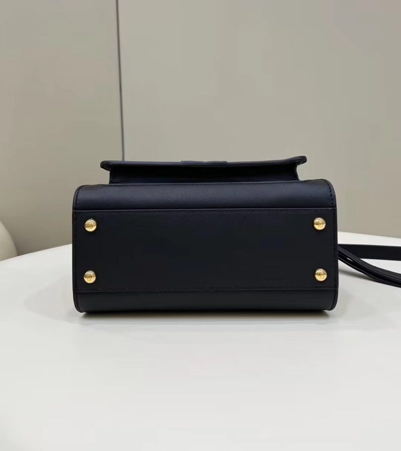 FendiI PEEKABOO MINI 23 BAG IN BLACK CALFSKIN WITH GOLD HARDWARE