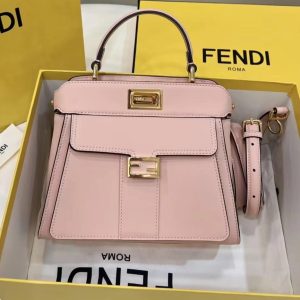 FendiI PEEKABOO MINI 23 BAG IN LIGHT PINK CALFSKIN WITH GOLD HARDWARE