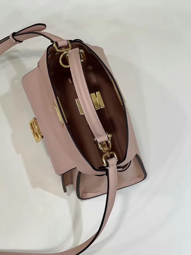 FendiI PEEKABOO MINI 23 BAG IN LIGHT PINK CALFSKIN WITH GOLD HARDWARE
