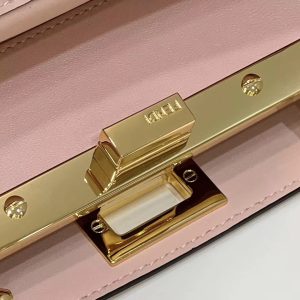 FendiI PEEKABOO MINI 23 BAG IN LIGHT PINK CALFSKIN WITH GOLD HARDWARE