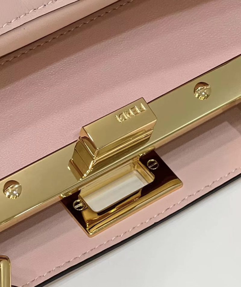 FendiI PEEKABOO MINI 23 BAG IN LIGHT PINK CALFSKIN WITH GOLD HARDWARE
