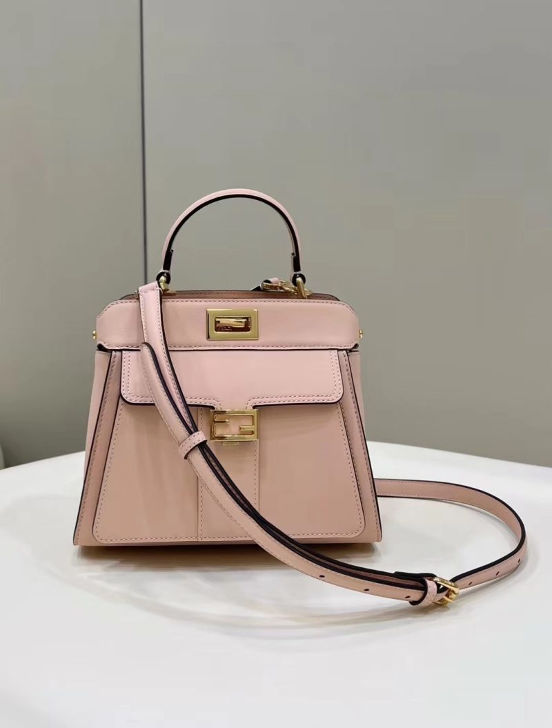 FendiI PEEKABOO MINI 23 BAG IN LIGHT PINK CALFSKIN WITH GOLD HARDWARE
