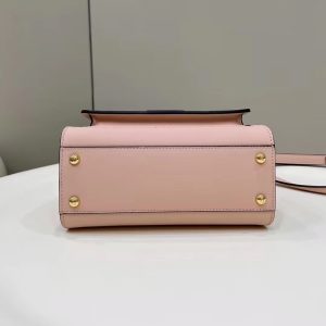 FendiI PEEKABOO MINI 23 BAG IN LIGHT PINK CALFSKIN WITH GOLD HARDWARE