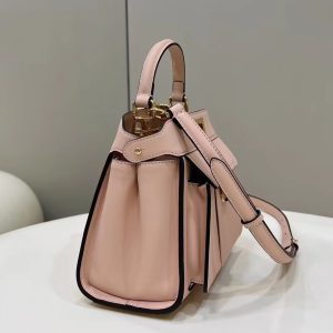 FendiI PEEKABOO MINI 23 BAG IN LIGHT PINK CALFSKIN WITH GOLD HARDWARE