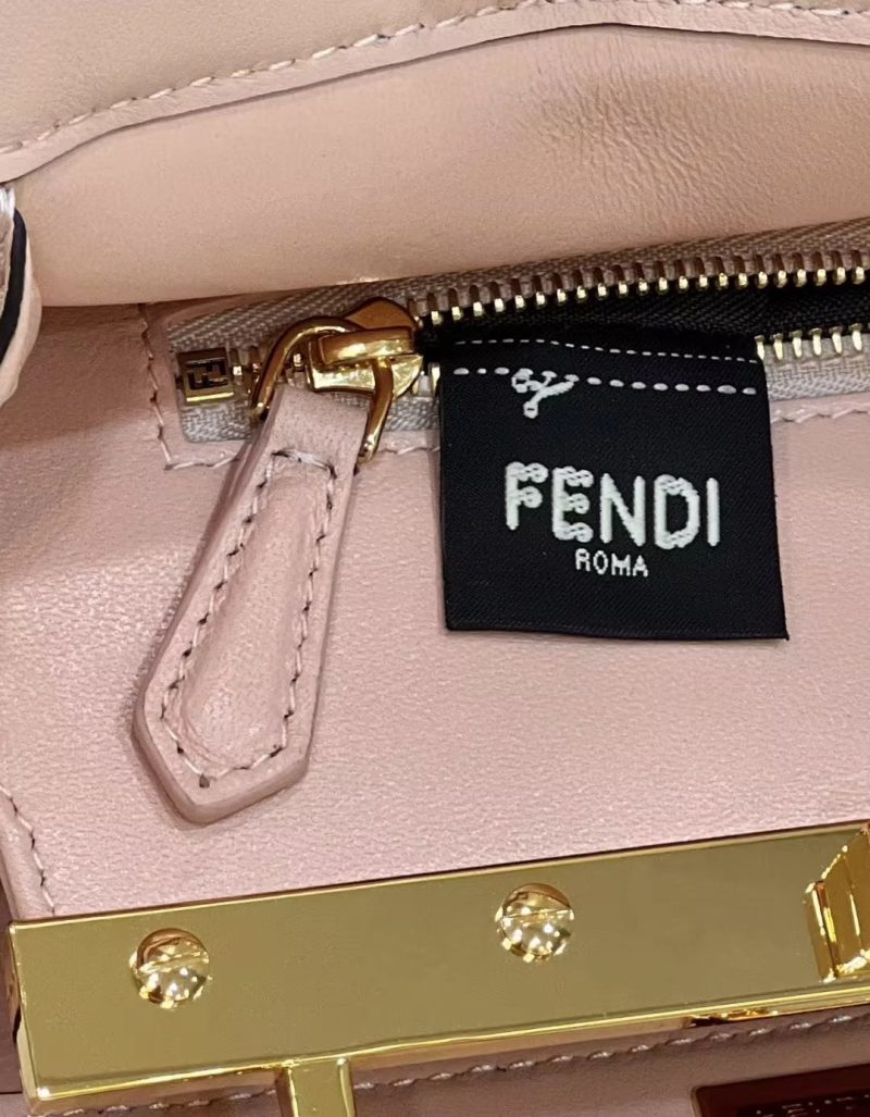 FendiI PEEKABOO MINI 23 BAG IN LIGHT PINK CALFSKIN WITH GOLD HARDWARE