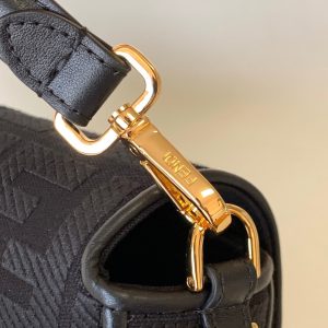 Fendi Baguette Black Canvas Bag 27 with FF Embroidery Ghw