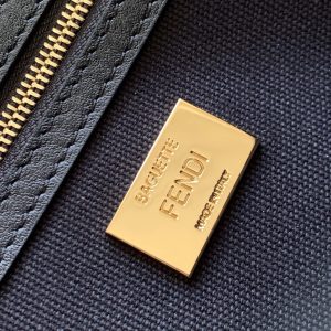 Fendi Baguette Black Canvas Bag 27 with FF Embroidery Ghw