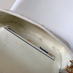 Fendi Baguette White Canvas Bag 27 with FF Embroidery Ghw