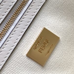 Fendi Baguette White Canvas Bag 27 with FF Embroidery Ghw