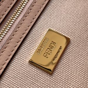 Fendi Baguette Pink Canvas Bag 27 with FF Embroidery Ghw