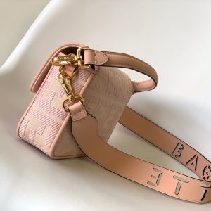 Fendi Baguette Pink Canvas Bag 27 with FF Embroidery Ghw