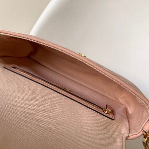 Fendi Baguette Pink Canvas Bag 27 with FF Embroidery Ghw