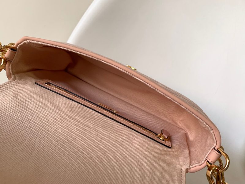 Fendi Baguette Pink Canvas Bag 27 with FF Embroidery Ghw