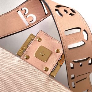 Fendi Baguette Pink Canvas Bag 27 with FF Embroidery Ghw