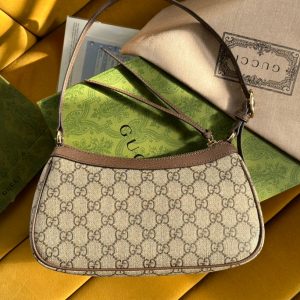 OPHIDIA GG SMALL 25 HANDBAG BEIGE AND EBONY SUPREME CANVAS