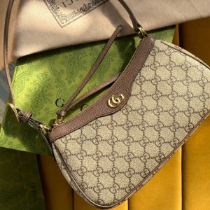 OPHIDIA GG SMALL 25 HANDBAG BEIGE AND EBONY SUPREME CANVAS