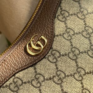 OPHIDIA GG SMALL 25 HANDBAG BEIGE AND EBONY SUPREME CANVAS