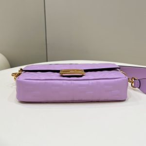 BAGUETTE WITH FF MOTIF 27 IN MAUVE PURPLE SOFT LAMBSKIN GOLD HARDWARE