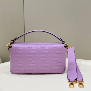 BAGUETTE WITH FF MOTIF 27 IN MAUVE PURPLE SOFT LAMBSKIN GOLD HARDWARE