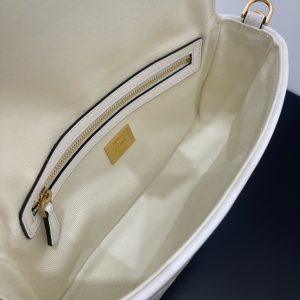 FendiI 26 BAGUETTE WHITE NAPPA LEATHER BAG WITH GOLD HARDWARE