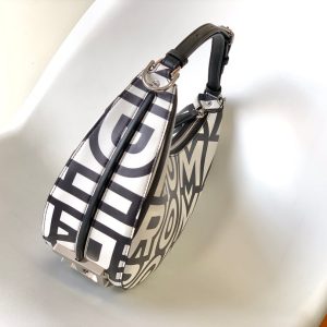 FendiIGRAPHY SMALL 29 IN WHITE MIX BLACK SMOOTH CALFSKIN SILVER HARDWARE