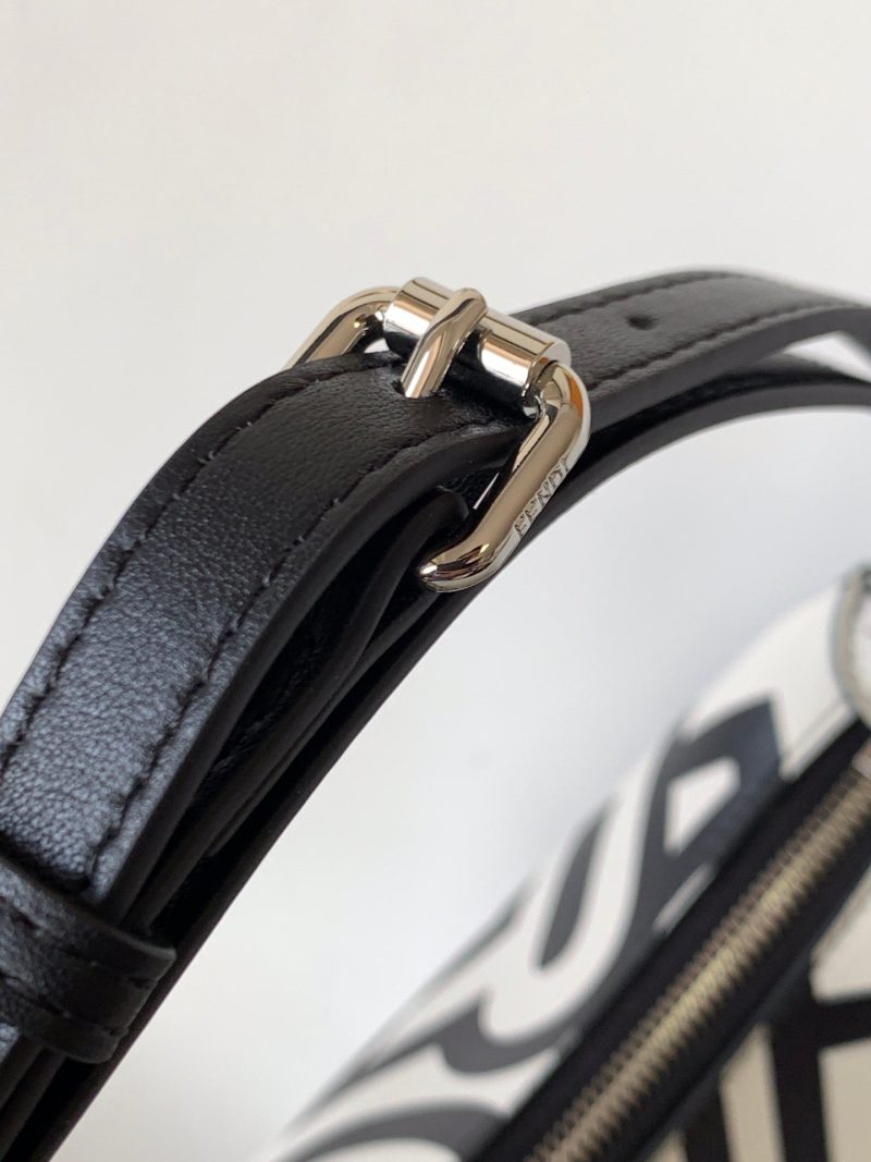 FendiIGRAPHY SMALL 29 IN WHITE MIX BLACK SMOOTH CALFSKIN SILVER HARDWARE