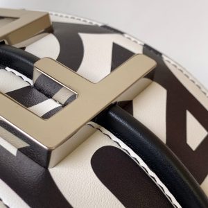 FendiIGRAPHY SMALL 29 IN WHITE MIX BLACK SMOOTH CALFSKIN SILVER HARDWARE