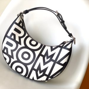 FendiIGRAPHY SMALL 29 IN WHITE MIX BLACK SMOOTH CALFSKIN SILVER HARDWARE