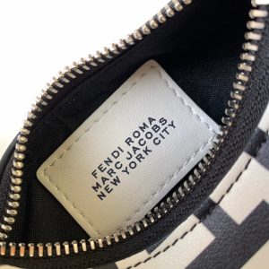 FendiIGRAPHY MINI 16 IN WHITE MIX BLACK SMOOTH CALFSKIN SILVER HARDWARE