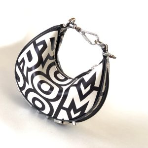 FendiIGRAPHY MINI 16 IN WHITE MIX BLACK SMOOTH CALFSKIN SILVER HARDWARE