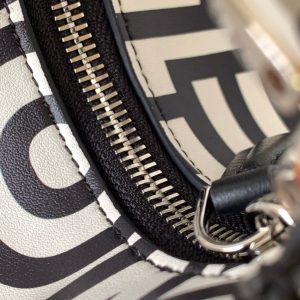 FendiIGRAPHY MINI 16 IN WHITE MIX BLACK SMOOTH CALFSKIN SILVER HARDWARE