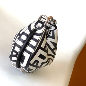 FendiIGRAPHY MINI 16 IN WHITE MIX BLACK SMOOTH CALFSKIN SILVER HARDWARE