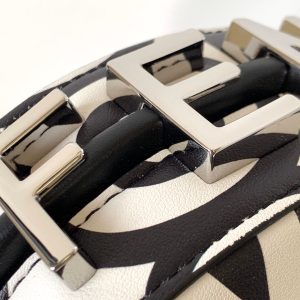 FendiIGRAPHY MINI 16 IN WHITE MIX BLACK SMOOTH CALFSKIN SILVER HARDWARE