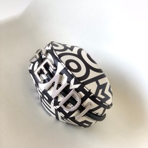 FendiIGRAPHY MINI 16 IN WHITE MIX BLACK SMOOTH CALFSKIN SILVER HARDWARE