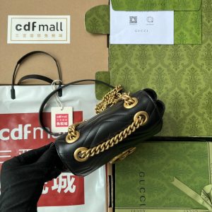 gg marmont mini 18cm black calfskin gold hardware